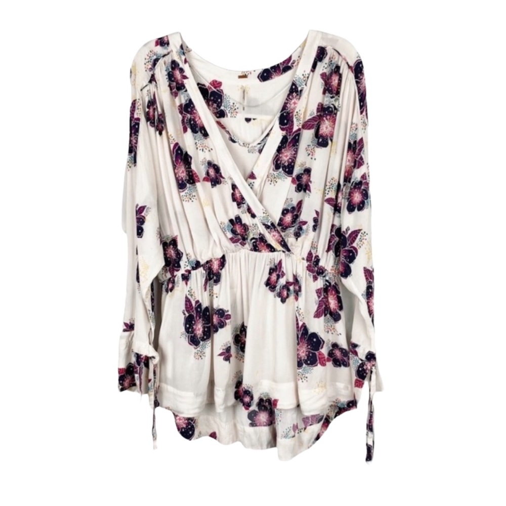 Free People | Tuscan Dreams Boho Floral Print Tunic Top Size Medium